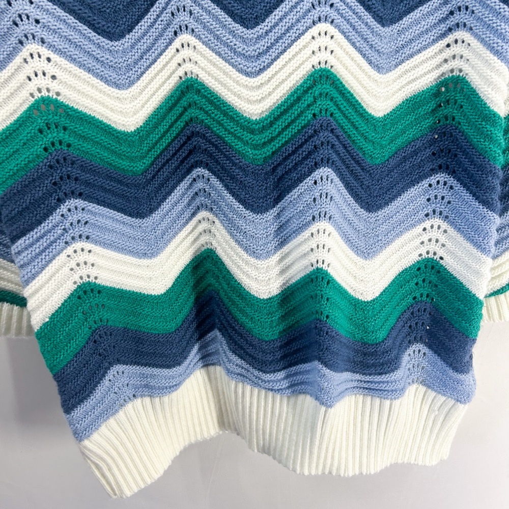 Tuckernuck Hyacinth House Beatriz Aqua Wavy Stripe Bell Sleeve Sweater Dress XXS - Picture 5 of 8